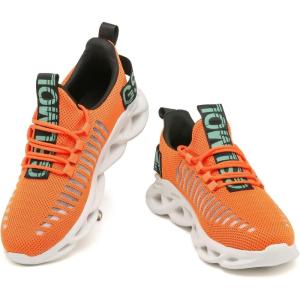 imageGSLMOLN Womens Walking Shoes Mesh Non Slip Gym Sports Casual Fashion SneakersOrangeBlack