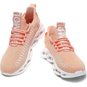 imageGSLMOLN Womens Walking Shoes Mesh Non Slip Gym Sports Casual Fashion SneakersOrangea