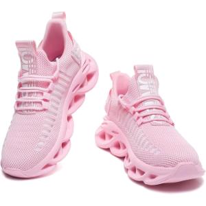 imageGSLMOLN Womens Walking Shoes Mesh Non Slip Gym Sports Casual Fashion SneakersPink1