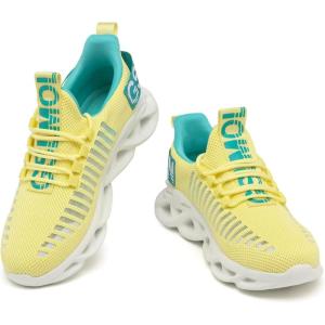 imageGSLMOLN Womens Walking Shoes Mesh Non Slip Gym Sports Casual Fashion SneakersYellowBlue