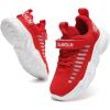 imageGSLMOLN Boys Girls Tennis Breathable Slip on Shoes School Casual WalkingRunning Sports Kids SneakersAred