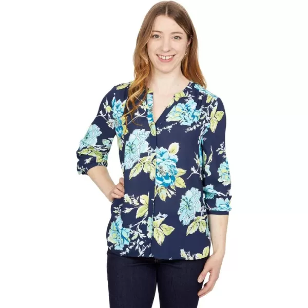 NYDJ Women's 3/4 Sleeve Pintuck Blouse