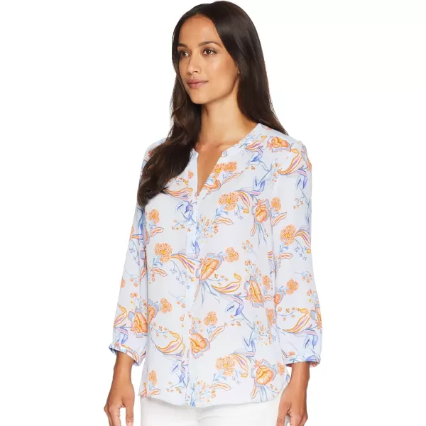 NYDJ Women's 3/4 Sleeve Pintuck Blouse