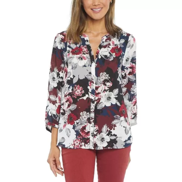 NYDJ Women's 3/4 Sleeve Pintuck Blouse