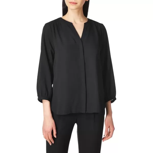NYDJ womens Three-quarterÃ‚&nbsp;sleeve Pintuck | Classic LightweightÃ‚&nbsp;top Blouse, Black, Small US