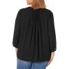 imageNYDJ Womens ThreeQuarter Sleeve Pintuck Blouse  Classic Lightweight TopBlack