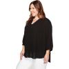 imageNYDJ Womens ThreeQuarter Sleeve Pintuck Blouse  Classic Lightweight TopBlack