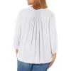 imageNYDJ Womens ThreeQuarter Sleeve Pintuck Blouse  Classic Lightweight TopOptic White