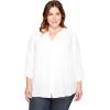 imageNYDJ Womens ThreeQuarter Sleeve Pintuck Blouse  Classic Lightweight TopOptic White