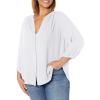 imageNYDJ Womens ThreeQuarter Sleeve Pintuck Blouse  Classic Lightweight TopOptic White
