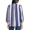 imageNYDJ Womens 34 Sleeve Pintuck BlouseBack Hillcrest Stripe
