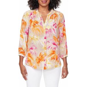 imageNYDJ Womens 34 Sleeve Pintuck BlouseBeach Garden