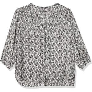 imageNYDJ Womens 34 Sleeve Pintuck BlouseClambake Black