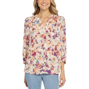 imageNYDJ Womens 34 Sleeve Pintuck BlouseFallen Leaf