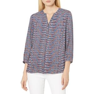 imageNYDJ Womens 34 Sleeve Pintuck BlouseNautical Hearts