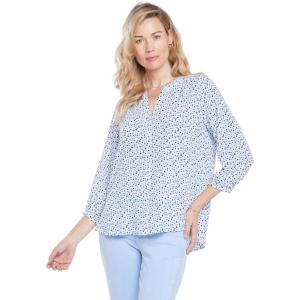imageNYDJ Womens 34 Sleeve Pintuck BlousePiper Dots