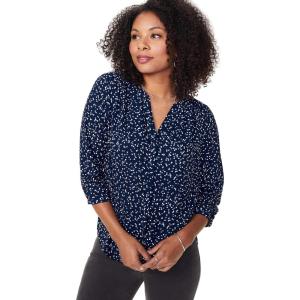 imageNYDJ Womens 34 Sleeve Pintuck BlousePisco Polka Dot