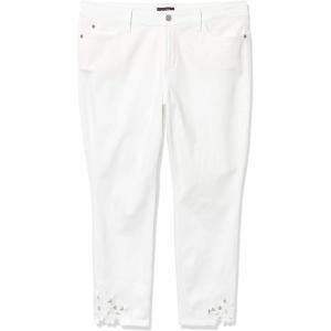 imageNYDJ Womens Petite Alina Ankle JeansOptic White  Applique