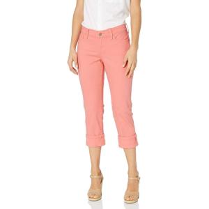 imageNYDJ Womens Petite Dayla Wide Cuff Capri Jeans in Colored Bull DenimPale Guava