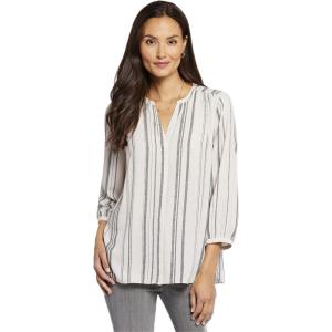 imageNYDJ Womens Pintuck Blouse 34 SleeveSasha Stripe