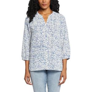 imageNYDJ Womens Pintuck Blouse 34 SleeveWaterfall Ice