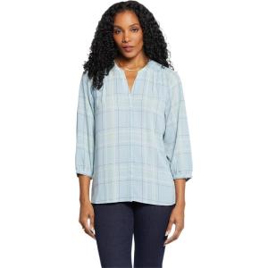 imageNYDJ Womens Pintuck Blouse 34 SleeveWembley Plaid