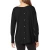 imageNYDJ Womens Button Back Boat Neck SweaterBlack