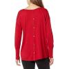 imageNYDJ Womens Button Back Boat Neck SweaterStrawberry Hill