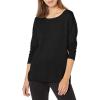 imageNYDJ Womens Button Back Boat Neck SweaterBlack