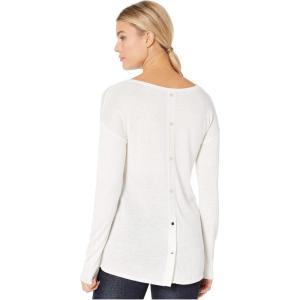 imageNYDJ Womens Button Back Boat Neck SweaterVanilla