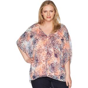 imageNYDJ Womens Plus Size Chiffon Caftan PopoverStargazer Desert Flower