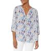 imageNYDJ Womens ThreeQuarter Sleeve Pintuck Blouse  Classic Lightweight TopShrinking Violets Wild Lilac