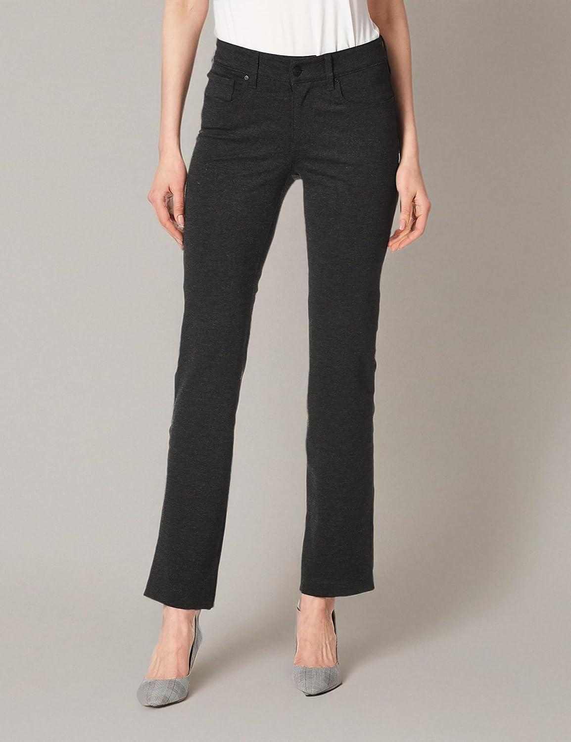 imageNYDJ Womens Marilyn Straight Leg Pants in Ponte KnitCharcoalHeathered