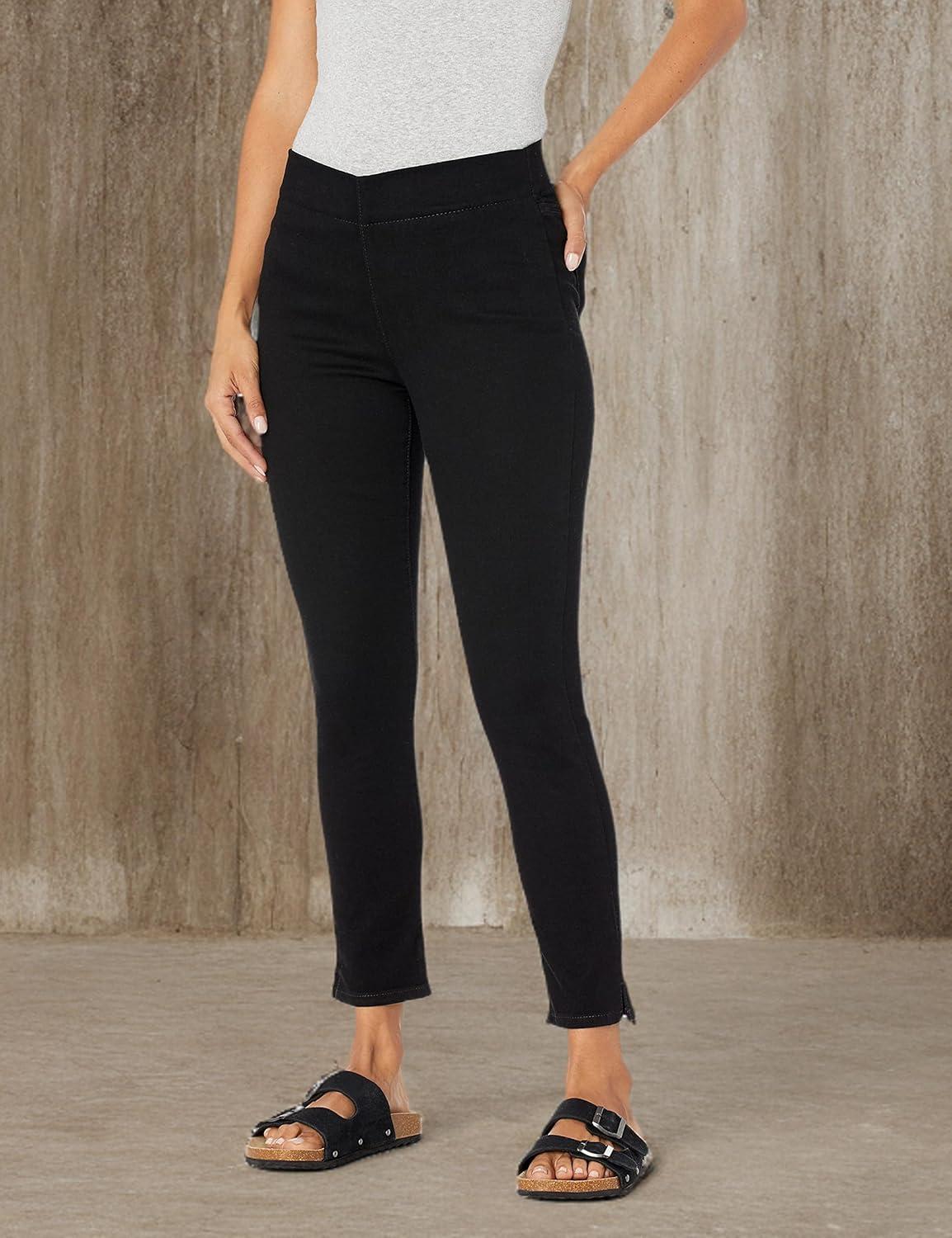 imageNYDJ Womens Petite Skinny Ankle Pullon JeansBlack