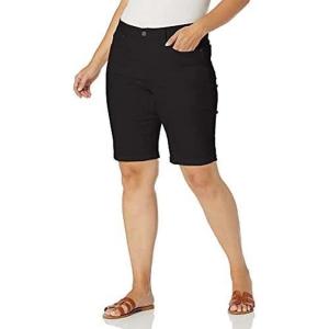 imageNYDJ Womens Plus Size Briella Roll Cuff Jean Long Slimming Denim ShortsBlack
