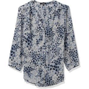 image:imageNYDJ Womens Petite Size Pintuck Pleat Back BlouseSnow Cat Forever Blue