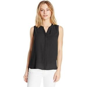 image:imageNYDJ Womens Petite Size Sleeveless Pintuck BlouseBlack