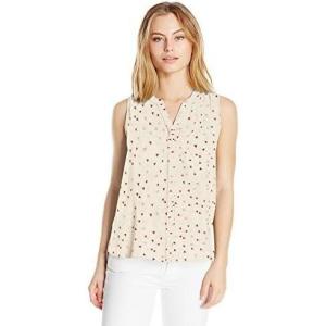 image:imageNYDJ Womens Petite Size Sleeveless Pintuck BlouseTanzanian Triangles Natural