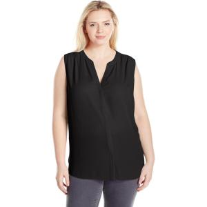 image:imageNYDJ Womens Plus Size Sleeveless Pintuck BlouseBlack