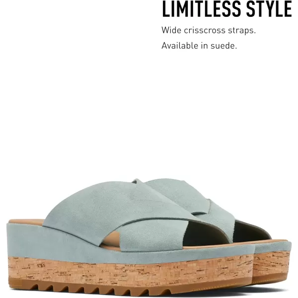 Sorel Womens Cameron Flatform Mule SandalsCrushed Blue Sea Salt