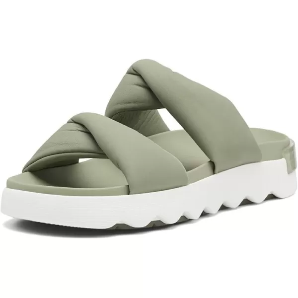 Sorel Womens Viibe Twist Slide SandalsSafari  Stone Green