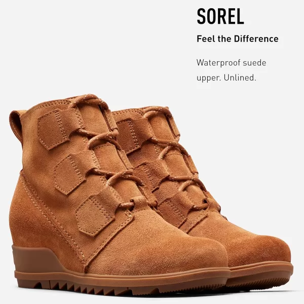 SOREL  Womens Evie Lace Waterproof Suede Ankle BootieCamel Brown