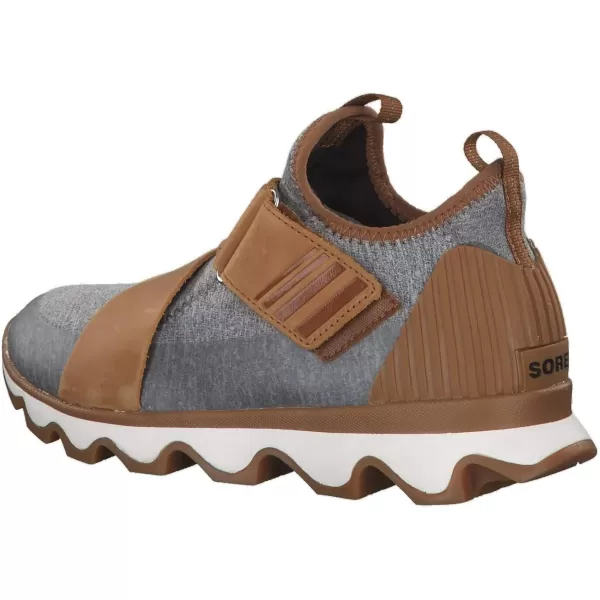 SOREL  Womens Kinetic Sneak Knit Sneaker with Scalloped Sole and Stretch StrapsCamel BrownSea Salt