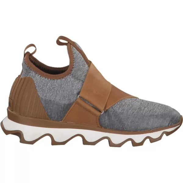 SOREL  Womens Kinetic Sneak Knit Sneaker with Scalloped Sole and Stretch StrapsCamel BrownSea Salt