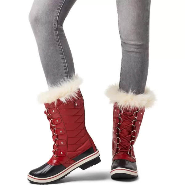 SOREL  Womens Tofino II Waterproof Insulated Winter Boot with Faux Fur CuffRed Dahlia