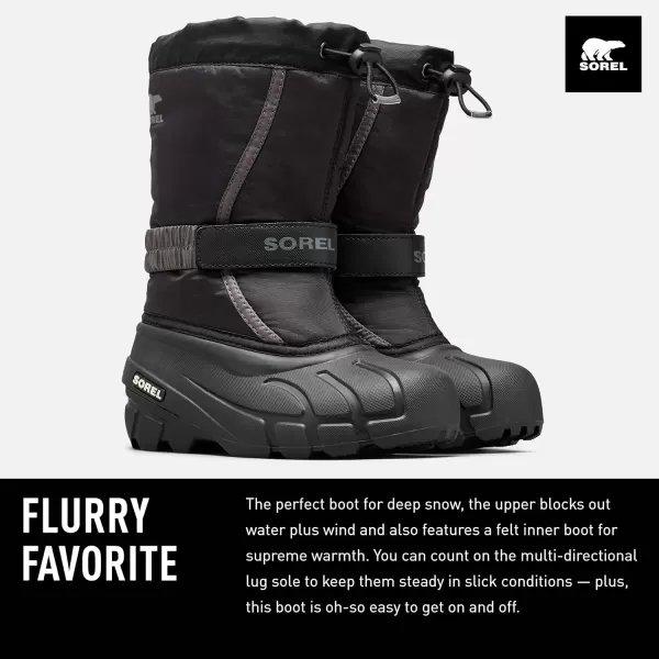 SOREL  Youth Flurry Winter Snow Boots for KidsBlack City Grey