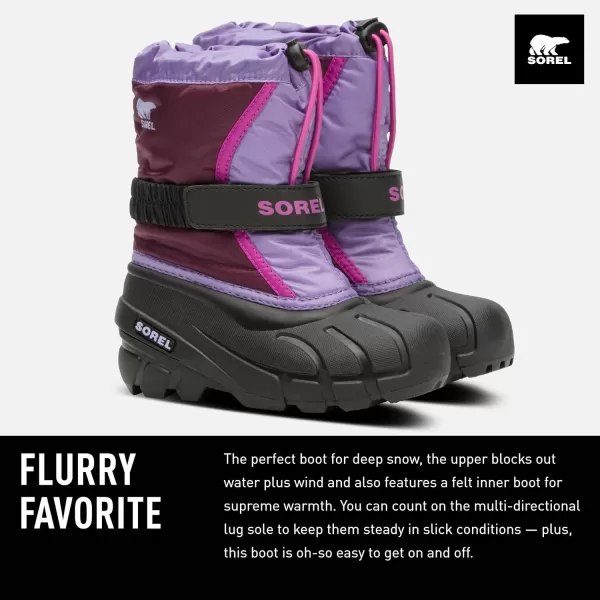 SOREL  Youth Flurry Winter Snow Boots for KidsPurple Dahlia Paisley Purple