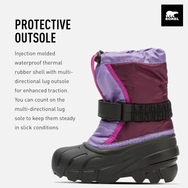 SOREL  Youth Flurry Winter Snow Boots for KidsPurple Dahlia Paisley Purple