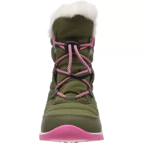 SOREL  Youth Whitney Short Lace Waterproof Snow Boots for Winter with Faux Fur CuffHiker Green Sea Salt