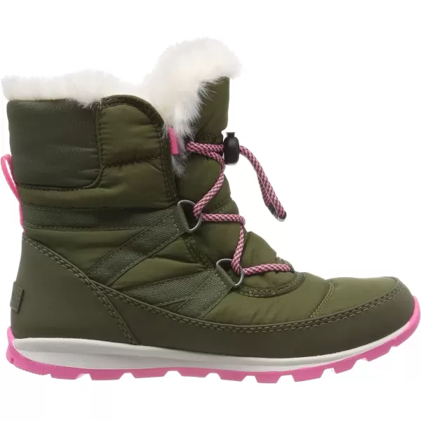 SOREL  Youth Whitney Short Lace Waterproof Snow Boots for Winter with Faux Fur CuffHiker Green Sea Salt